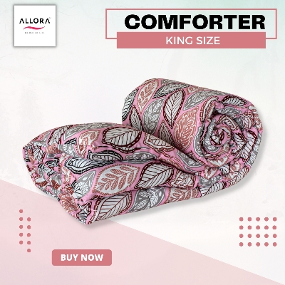 Fallen Leaves Print Allora Comforter – Pink