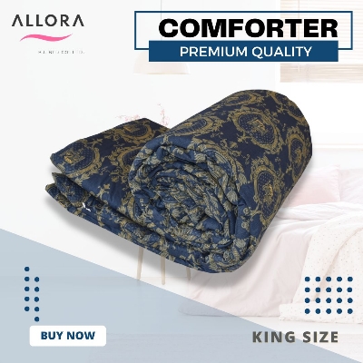 Navy Trophy Print Allora Comforter