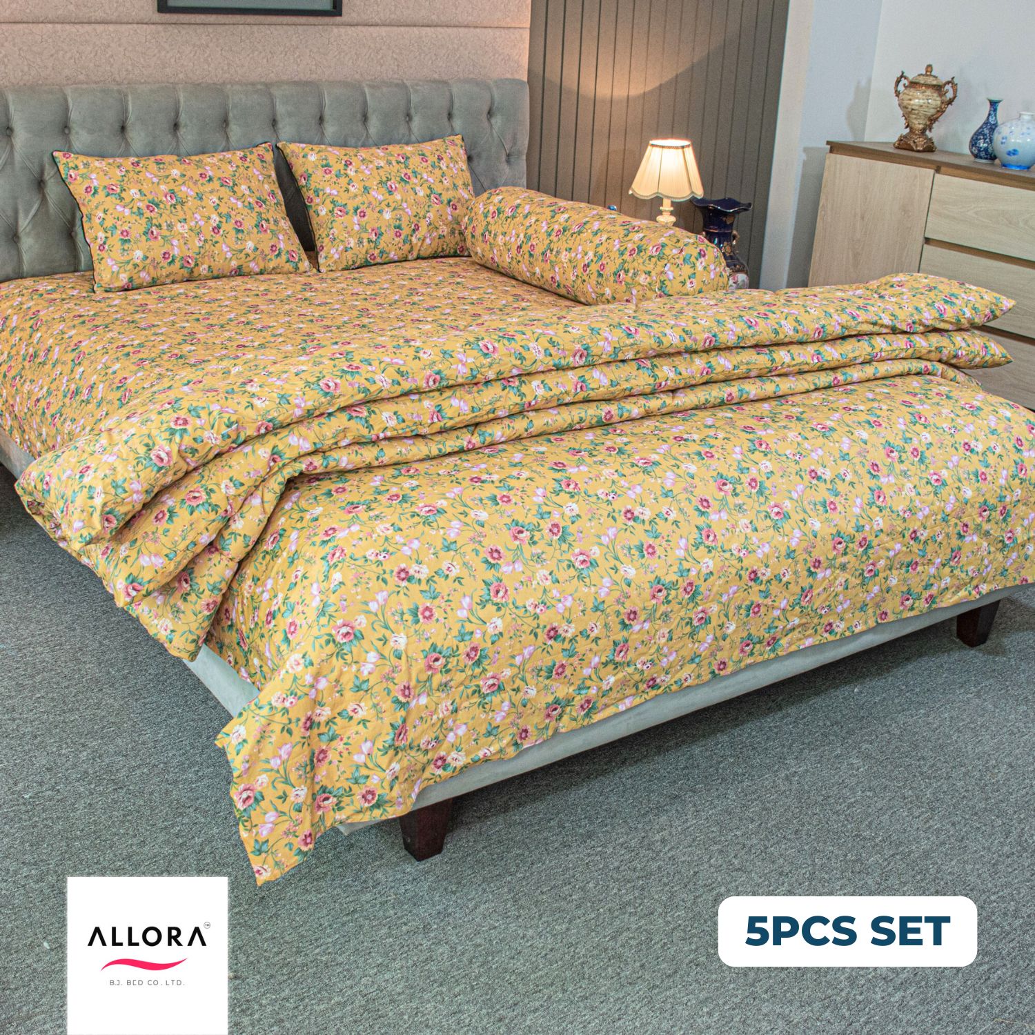 Spring Serenity Allora Comforter Bedding Set – Yellow (5Pcs)