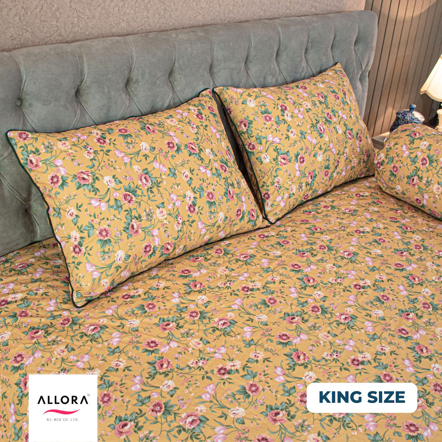 Spring Serenity Allora Comforter Bedding Set – Yellow (5Pcs)