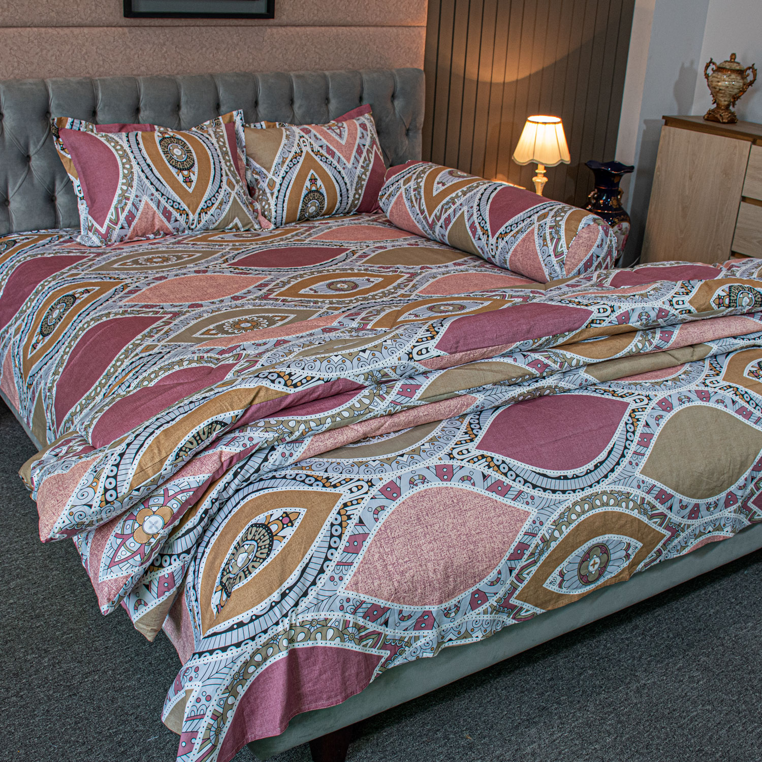 Brown Print Allora Comforter Bedding Set (5Pcs)