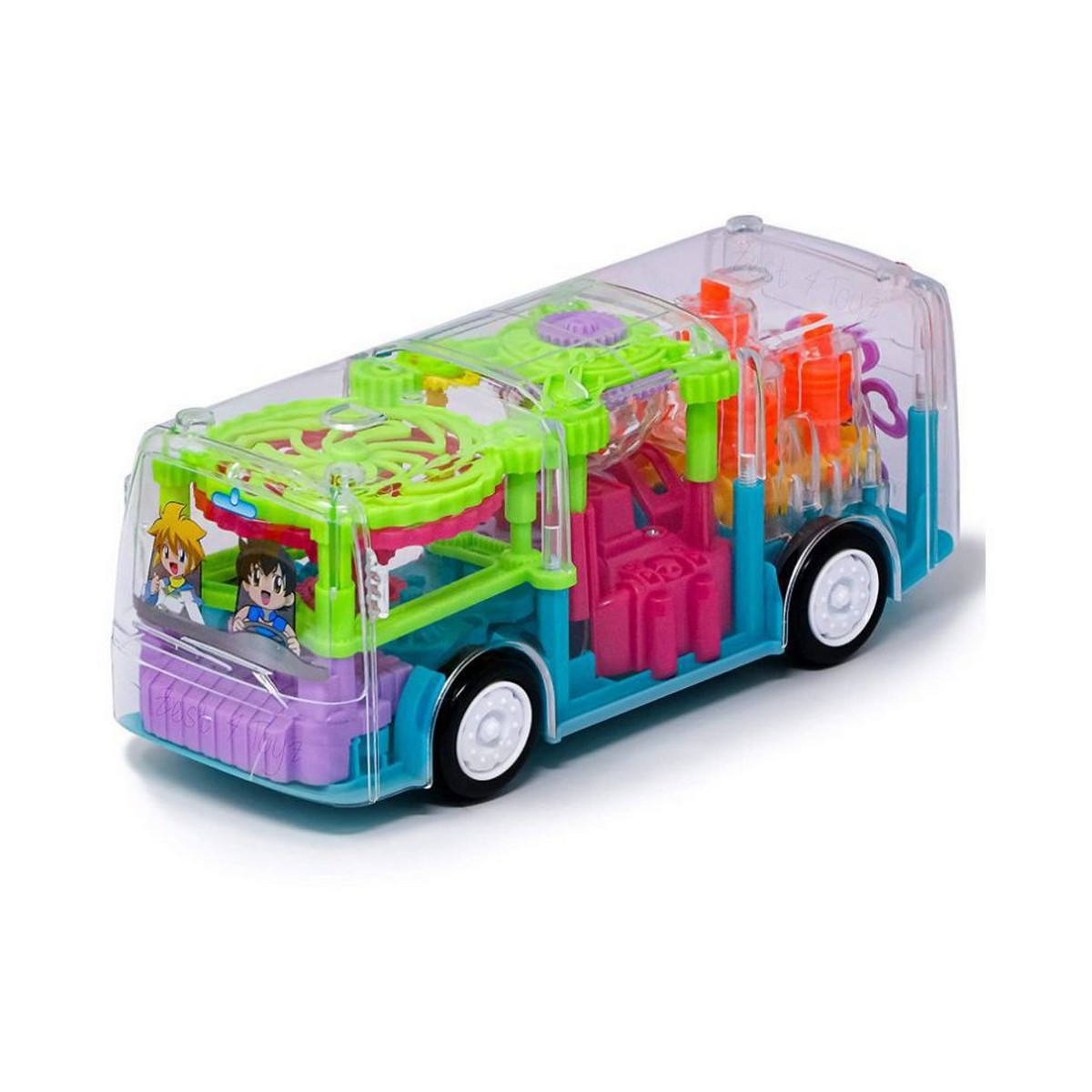 Picture of Realistic transparent gear bus battery operated bus funny toy bus with transparent 3d stage multi colored lights - Minimalistic Sophistication