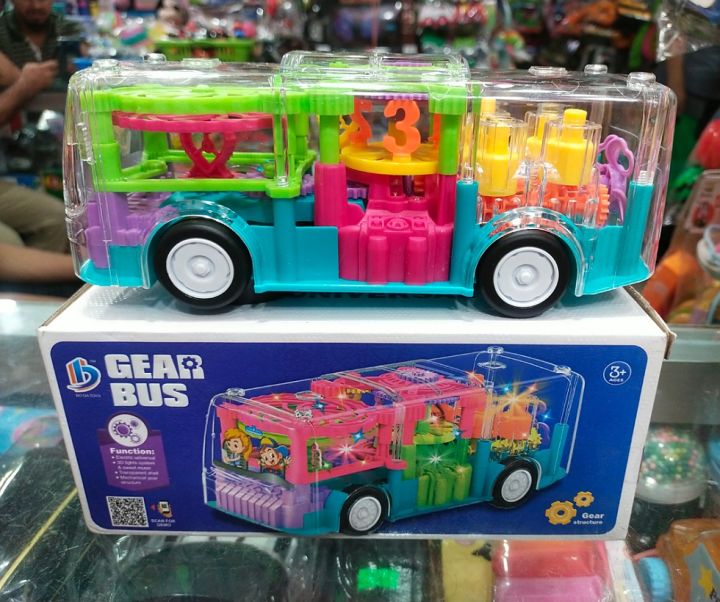 Picture of Realistic transparent gear bus battery operated bus funny toy bus with transparent 3d stage multi colored lights - Minimalistic Sophistication
