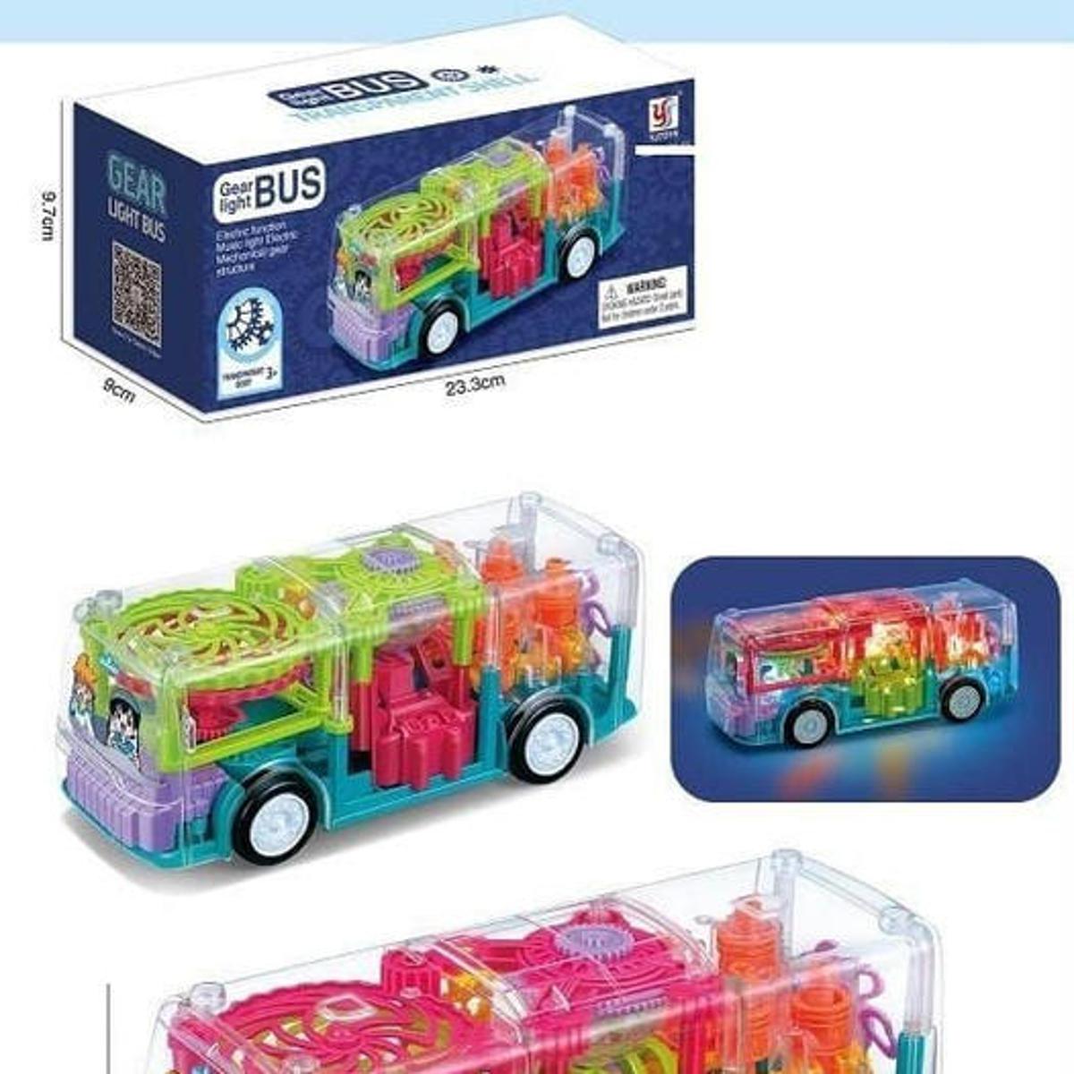 Picture of Realistic transparent gear bus battery operated bus funny toy bus with transparent 3d stage multi colored lights - Minimalistic Sophistication