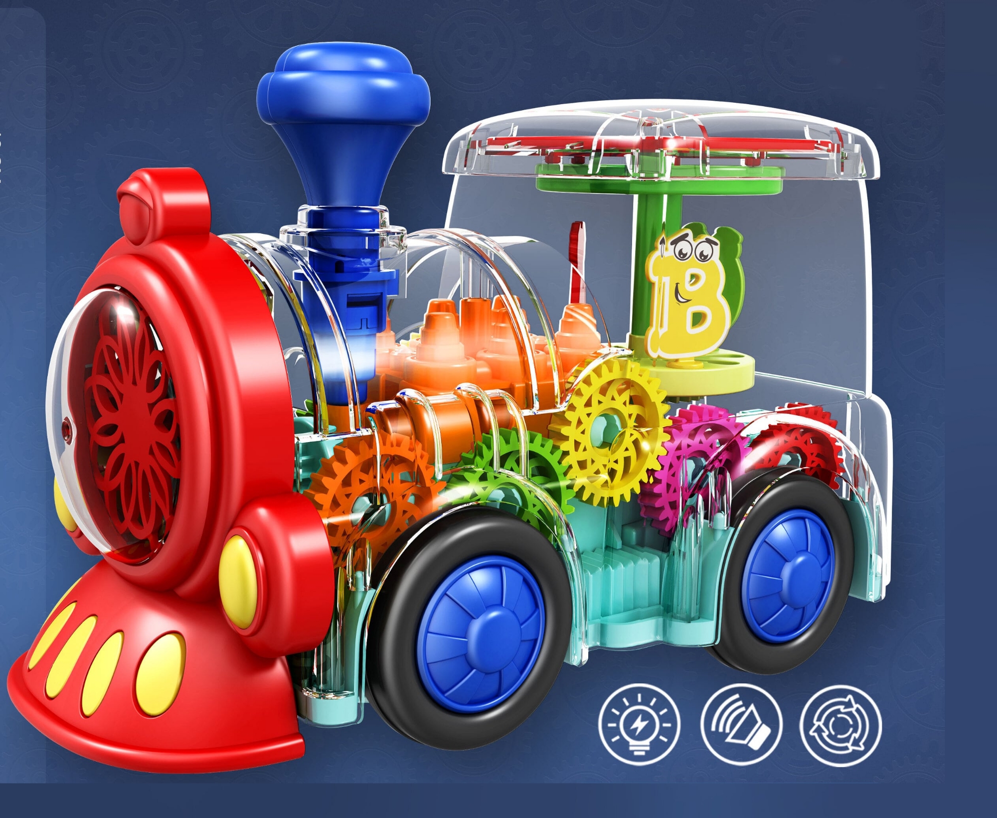Picture of Concept Train Electric Transparent Gear Train Universal Walking Train Colorful Lights Musical Toys Children's Phone Toy Toys For Babies