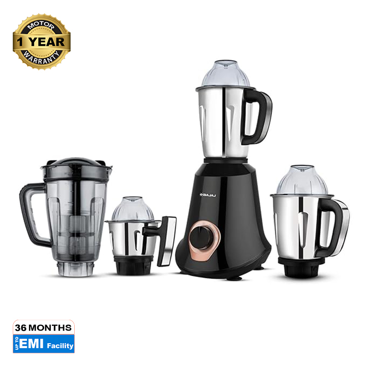 Picture of Bajaj Military Series Glamore 1000 W Mixer Grinder With 4 Jars (3 Stainless Steel Jars + 1 Fruit Filter Jar) | DuraCut Blades