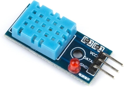 Picture of DHT11 Temperature and Humidity Sensor Module with LED & Cable for Raspberry Pi, Arduino, ESP32, and Other Microcontrollers