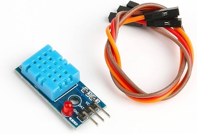 Picture of DHT11 Temperature and Humidity Sensor Module with LED & Cable for Raspberry Pi, Arduino, ESP32, and Other Microcontrollers