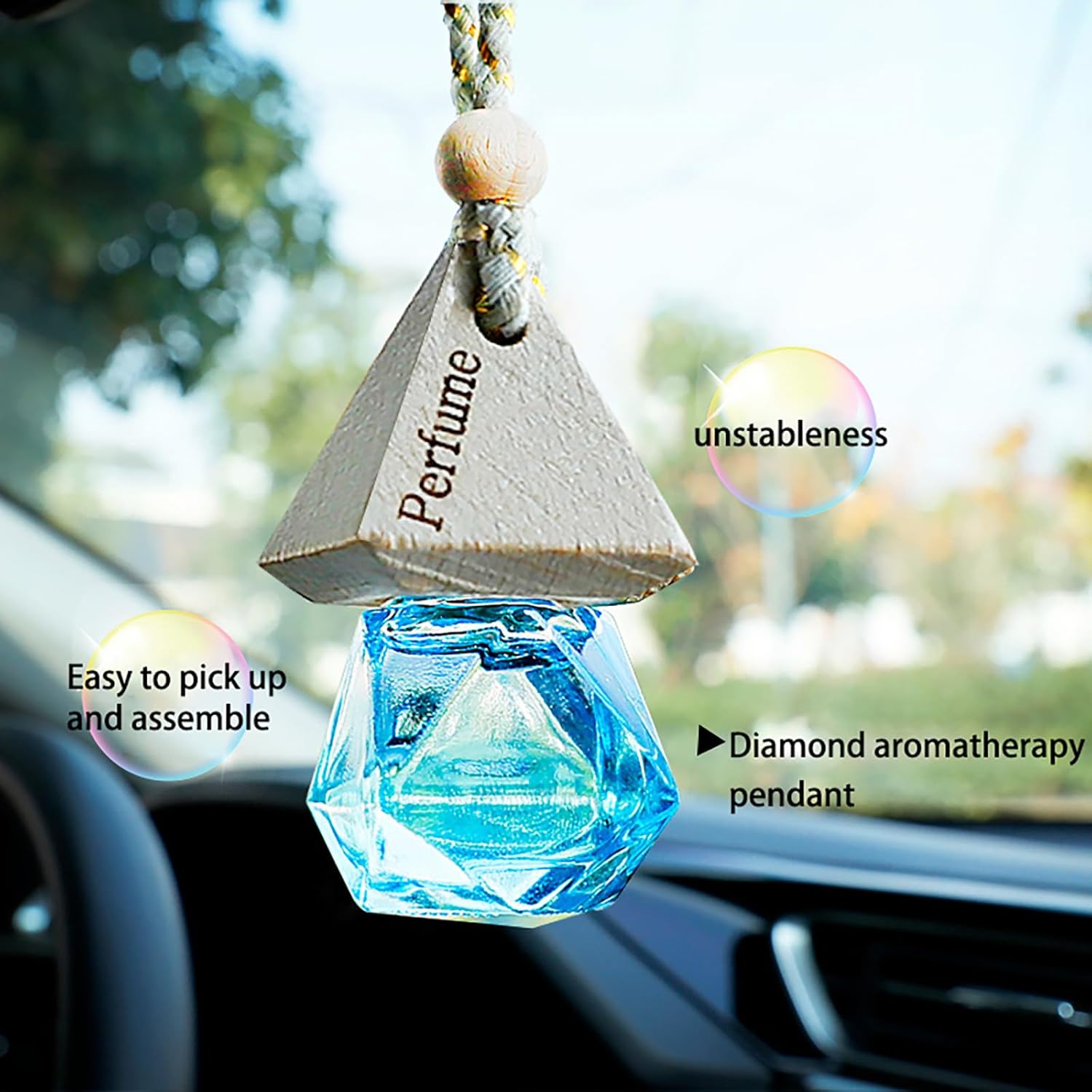 Picture of Car Freshener Hanging with - Long-Lasting Essential Oils Bottle with Wooden Lid  1 Pcs