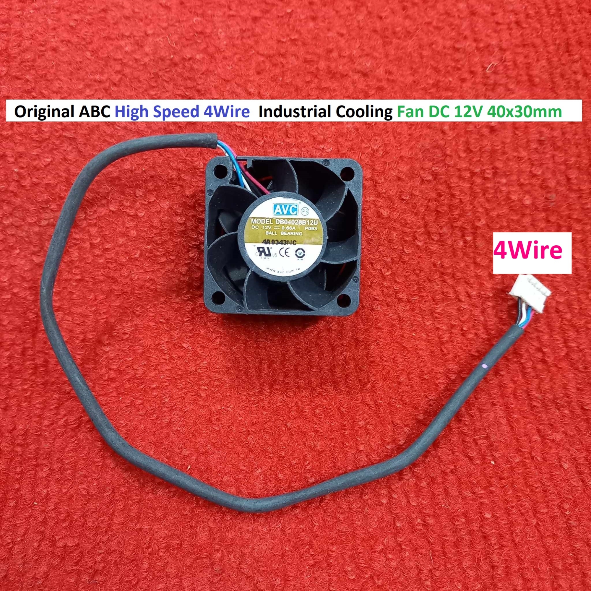Picture of Original ABC High Speed  4 Wire Industrial Cooling Fan DC 12V 40x30mm Brushless Heatsink Cooler Cooling Radiator Heat Dissipation Fan With Cable For Heat Controller 3D Printer CNC Machine