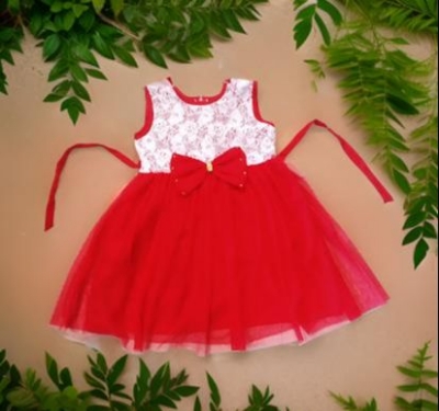 Picture of baby girl red colour party dress for all season 0-12 years girls