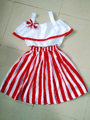 Picture of Handmade Baby girls Fashionable beautiful 2 piece skirts set for 1-12 years babies