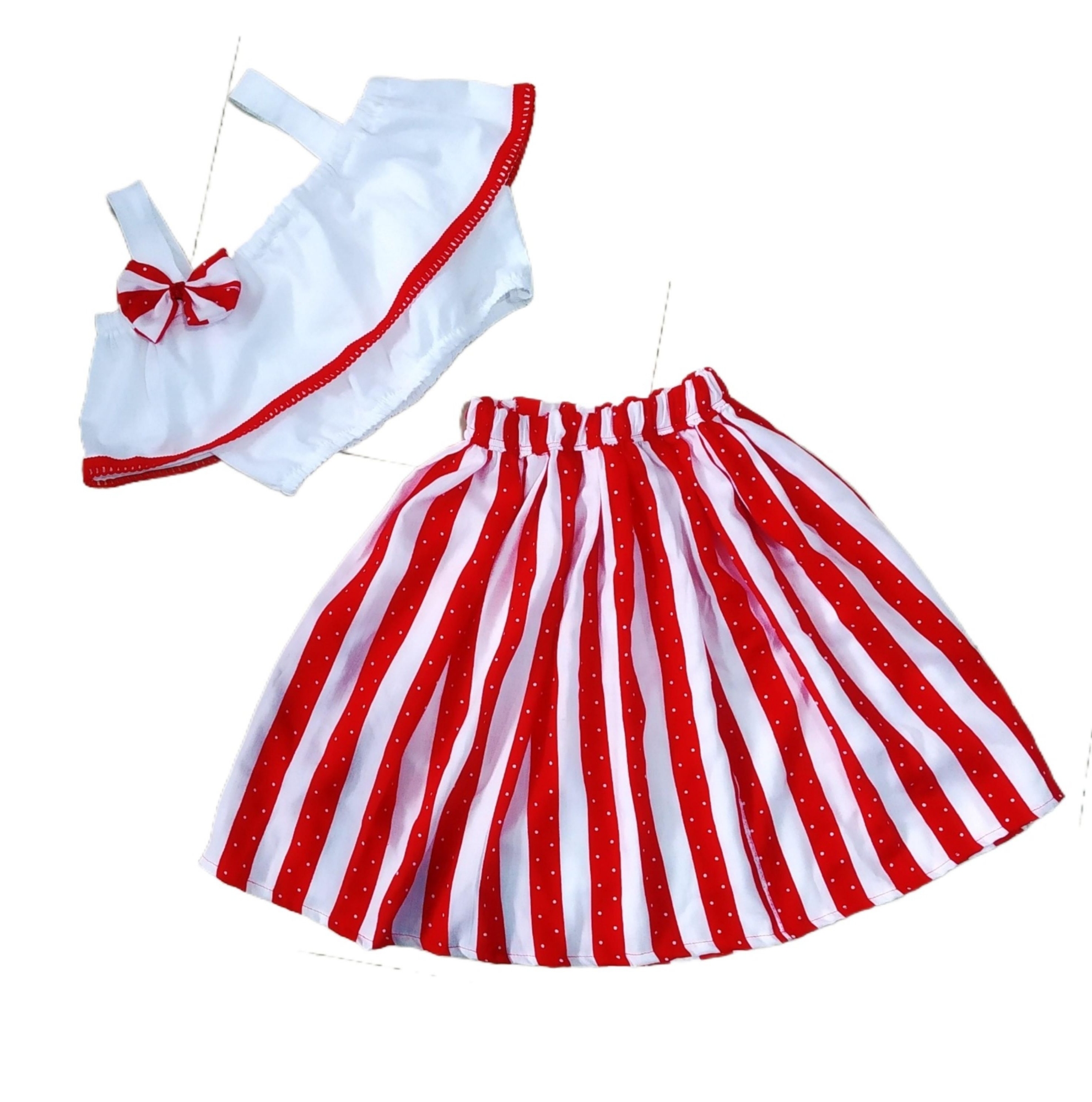 Picture of Handmade Baby girls Fashionable beautiful 2 piece skirts set for 1-12 years babies