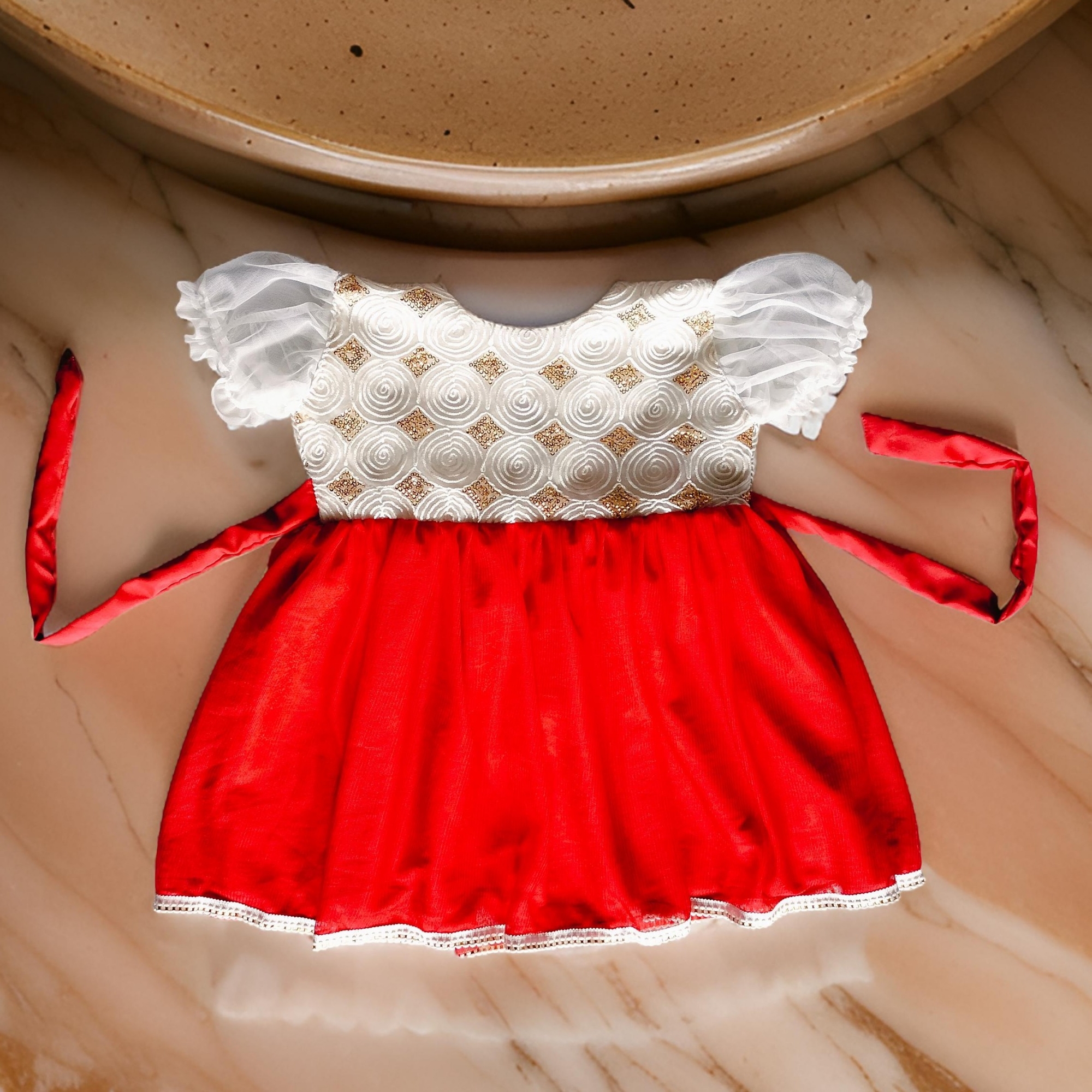 Picture of Baby girls fashionable beautiful party dress for 1 2 3 4 5 6 7 years babies