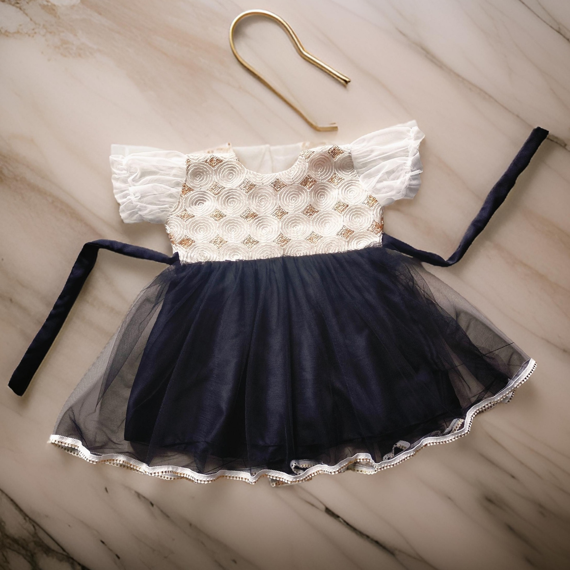 Picture of Baby girls fashionable beautiful party dress for 0 to 3 years babies
