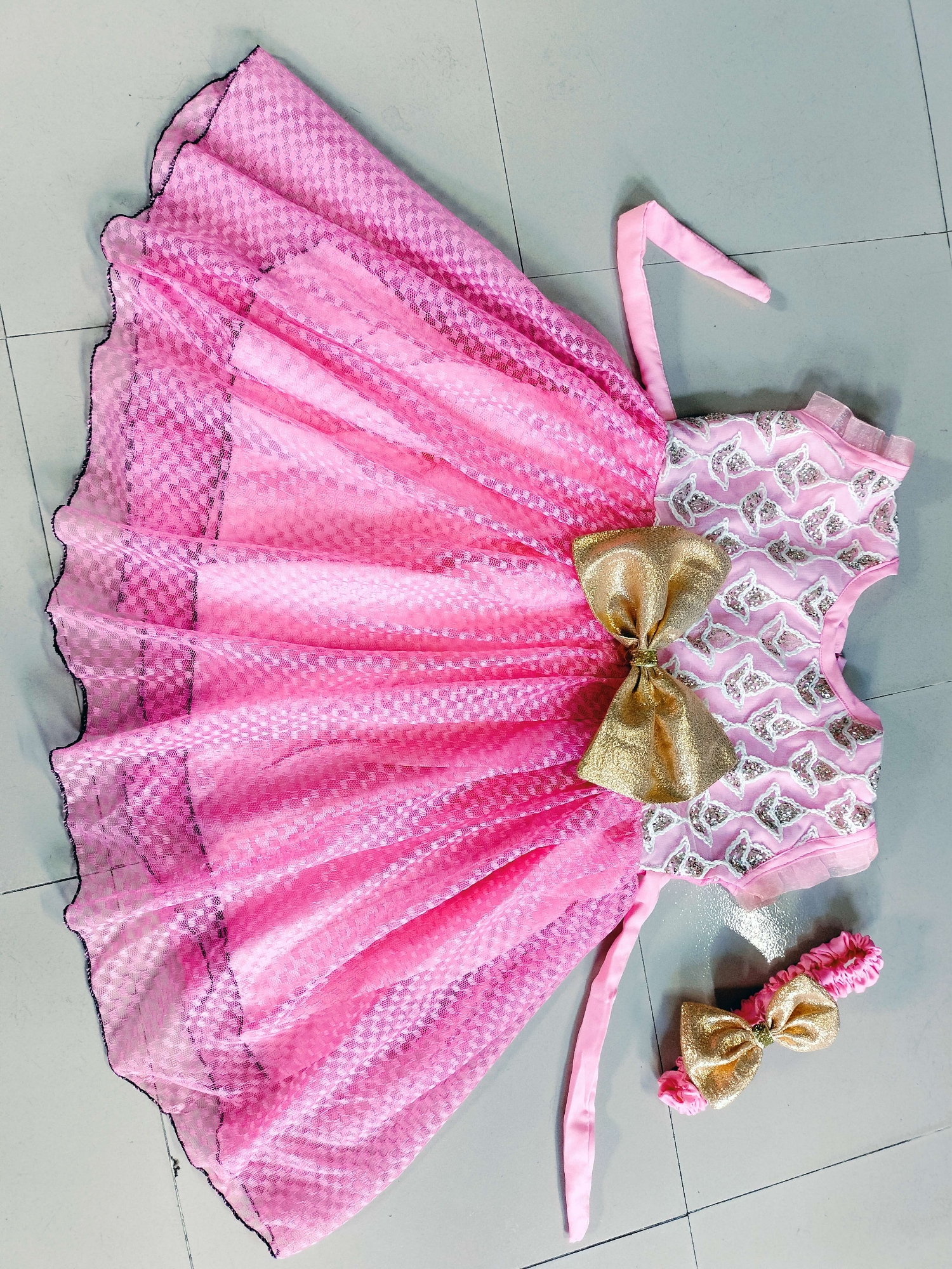 Picture of Baby girls fashionable beautiful party dress for 0 to 7 years babies