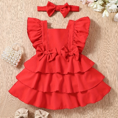 Picture of Summer Kid Baby Girls Floral Wedding Party Dresses and birthday Dresses 0-7