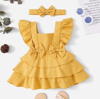 Picture of Summer Kid Baby Girls Floral Wedding Party Dresses and birthday Dresses 0-7