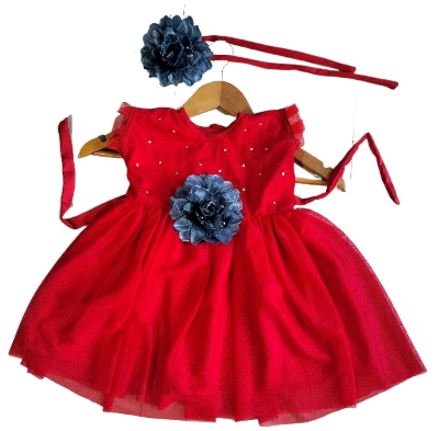 Picture of Baby Girl Party Dress Princess Birthday Clothes  Solid Color Strap Tulle Dress  0-7
