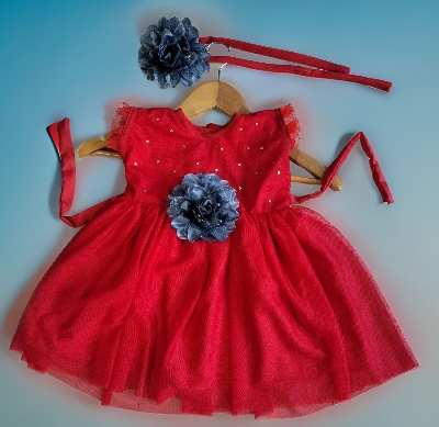 Picture of Baby Girl Party Dress Princess Birthday Clothes  Solid Color Strap Tulle Dress  0-7