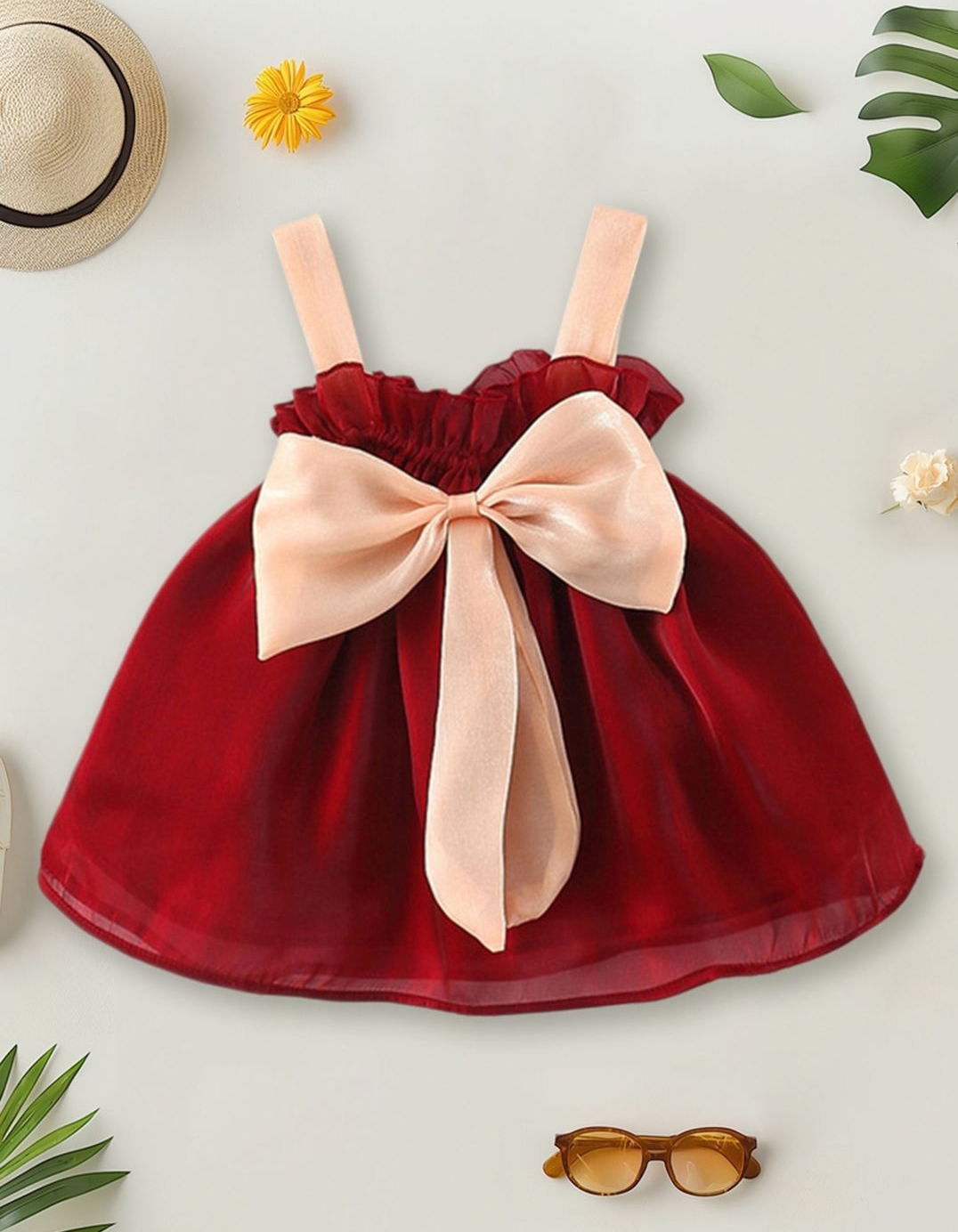 Picture of Baby Girl Dress The Flower Girl Skirt Summer Mesh Soft Material Fashion Bow Princess Dress Newborn Baby 0-3 years