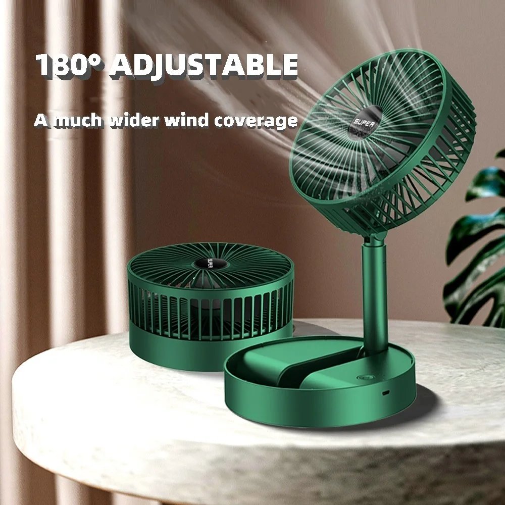 Picture of Rechargeable Fan Foldable Telescopic Fan Mini Table Fan Low Noise Portable Folding Telescopic Small Desktop Fan High Battery Life