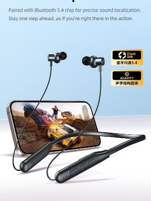 Picture of Awei G83BL Neckband Bluetooth Earphones. Bluetooth V5.4 Music Control & HD Calling Support Sports Wireless Headphone