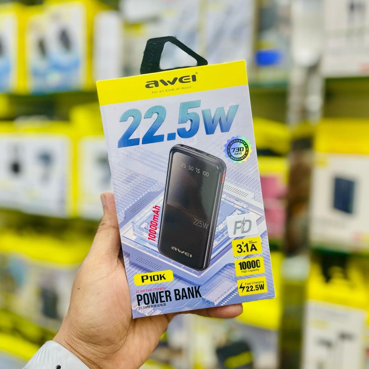 Picture of Awei P10K 10000mAh PD Fast Charging Powerbank 22.5W Super Slim, LED Digital Display Power Bank