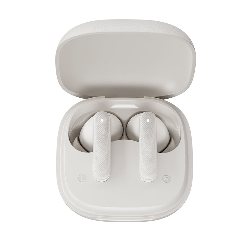 Picture of QCY Buds QT43 True Wireless Earbuds. Fabric Texture and Super Light weight Ergonomic Design Earbuds with Al Noise Reduction for Call