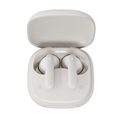 Picture of QCY Buds QT43 True Wireless Earbuds. Fabric Texture and Super Light weight Ergonomic Design Earbuds with Al Noise Reduction for Call