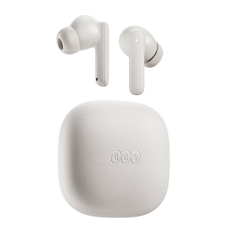 Picture of QCY Buds QT43 True Wireless Earbuds. Fabric Texture and Super Light weight Earbuds