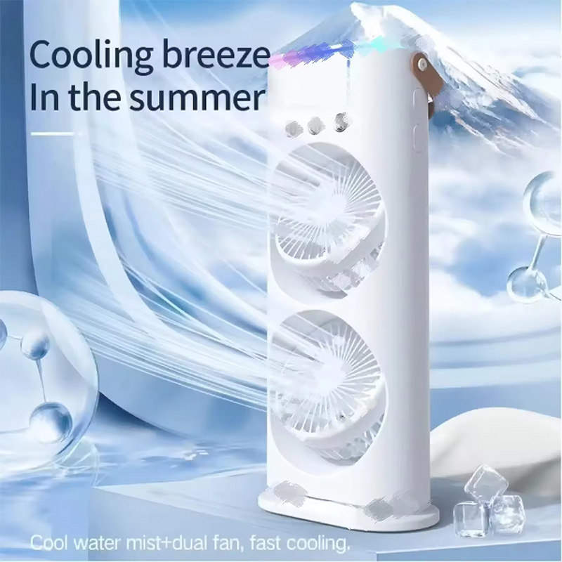 Picture of Rechargeable Remote Control Double Ended Spray Fan,  Portable Air Cooler with LED Light Air Humidifier