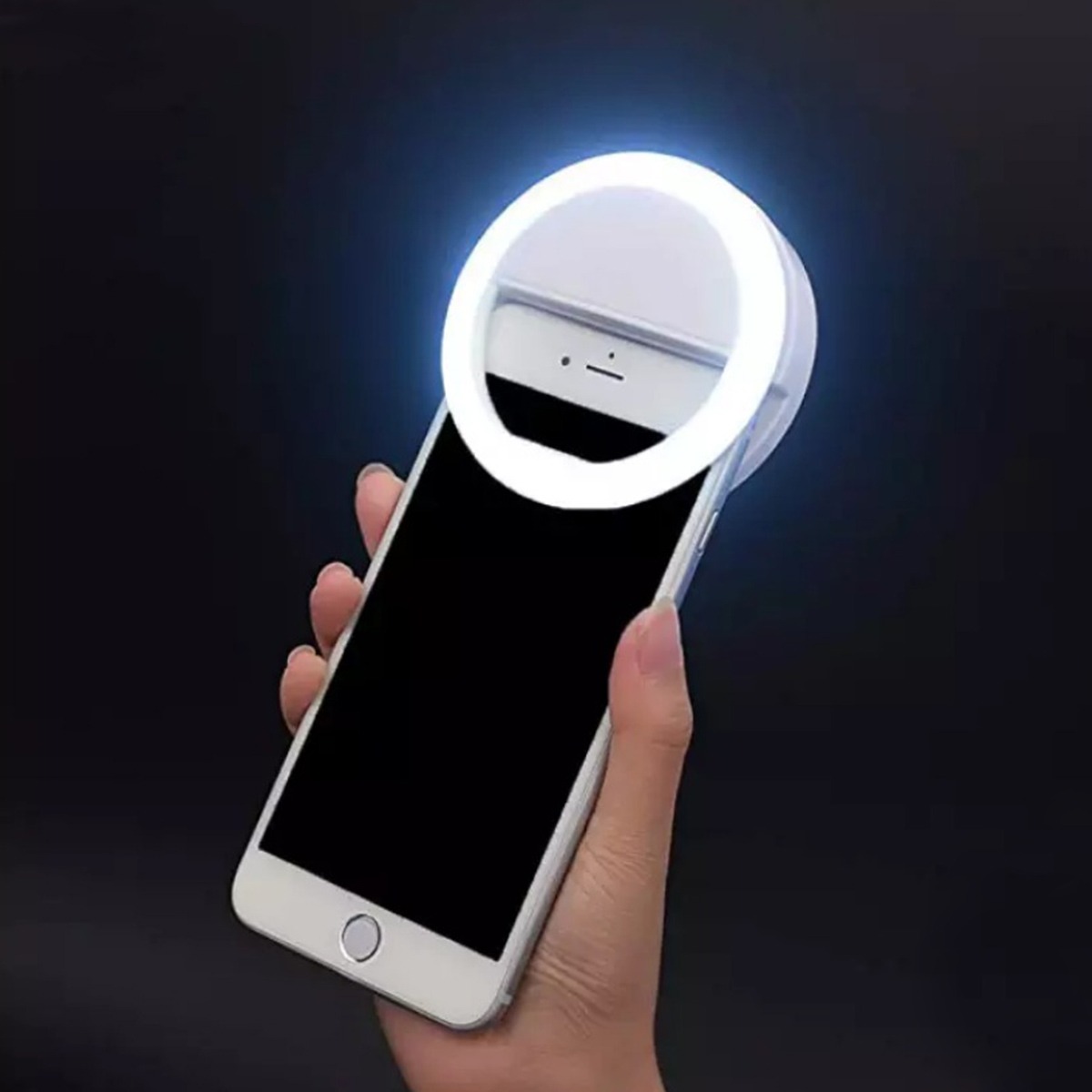 Picture of Rechargeable Selfie Ring Light for Mobile Phone Clip-on Fill Light Selfie Ring LED Lamp Rotating Universal Selfie Light