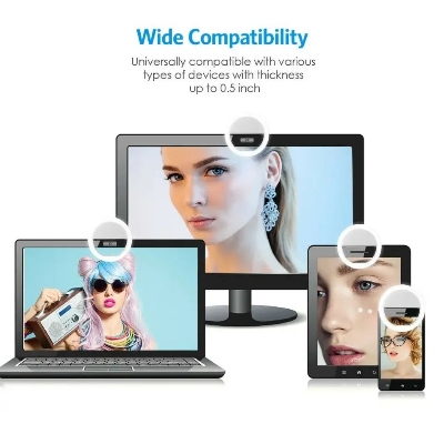 Picture of Rechargeable Selfie Ring Light for Mobile Phone Clip-on Fill Light Selfie Ring LED Lamp Rotating Universal Selfie Light