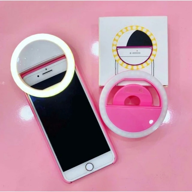 Picture of Rechargeable Selfie Ring Light for Mobile Phone Clip-on Fill Light Selfie Ring LED Lamp Rotating Universal Selfie Light