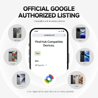 Picture of MiLi MiTag Android Location Tracker Device. Compatible with Google’s Find My Device. Smart Finder