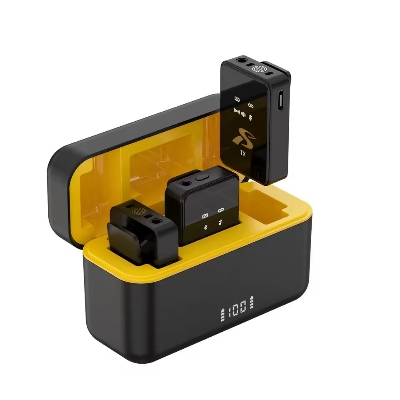 Picture of SX12 Wireless Lavalier Microphone with Charging Case, Noise Cancelling, Long Battery Life, LED Display, Lapel Microphone for iPhone, Android, Camera All in One Microphone