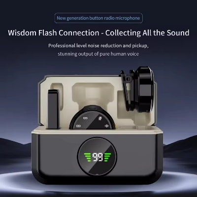 Picture of Q8 Wireless Microphone Copy of Hollyland Lark M2. Interview, Live Broadcast, Audio Video Recording Clip on Collar Microphone. Noise Reduction Lavalier Lapel Mini Microphone