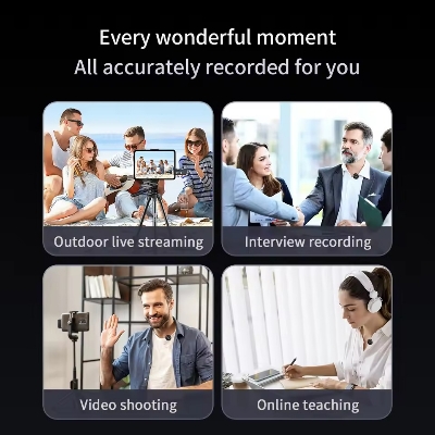 Picture of Q8 Wireless Microphone Copy of Hollyland Lark M2. Interview, Live Broadcast, Audio Video Recording Clip on Collar Microphone. Noise Reduction Lavalier Lapel Mini Microphone