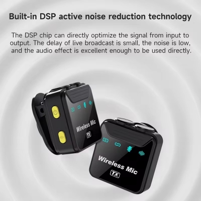 Picture of SX23 Wireless Mini Lavalier Noise Reduction Microphone for Audio Video Recording Live Broadcast on Social Media Lightweight Portable Mini Microphone