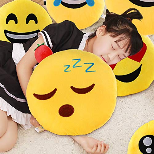 Picture of 1Pcs Wink Blow Heart Kiss Emoji Pillow 10 Inch Large Yellow Smiley Emoticon