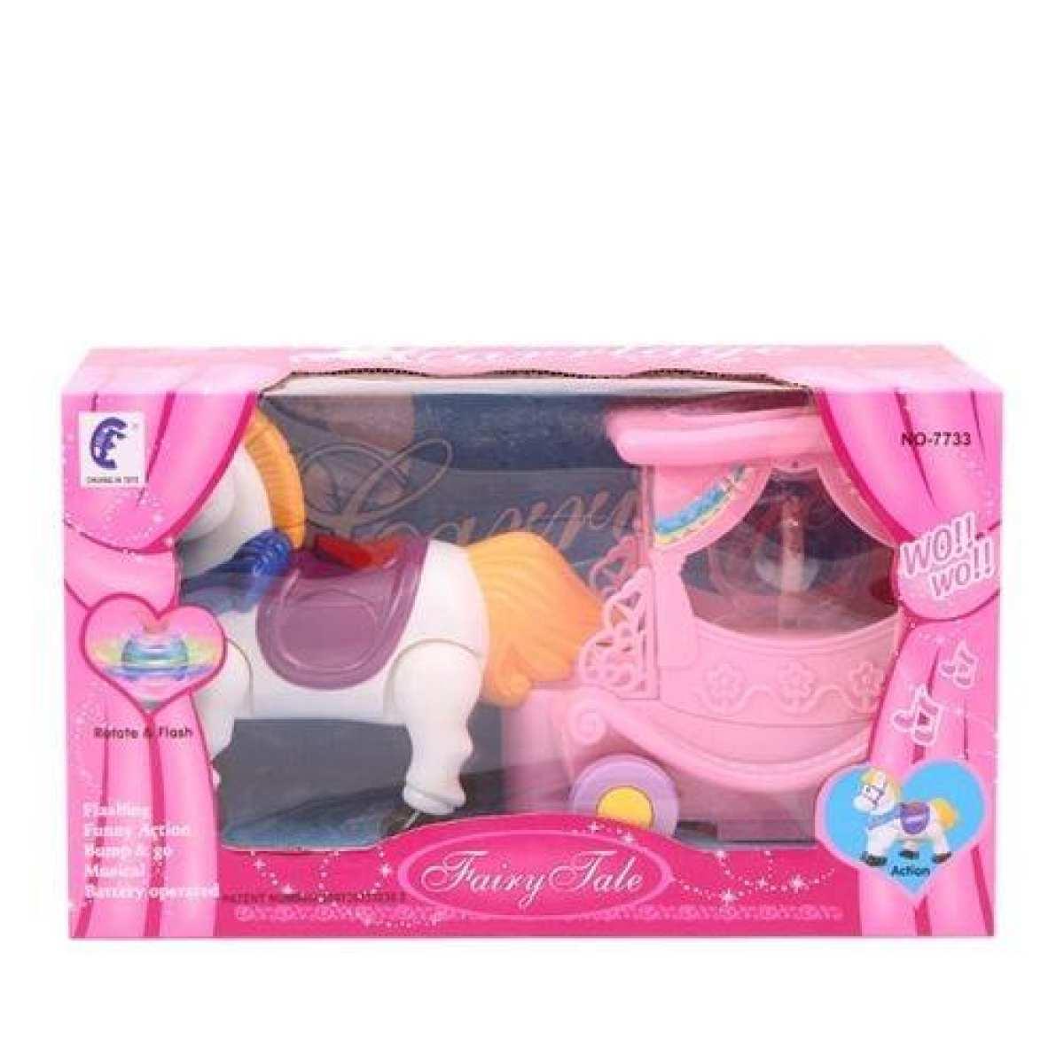 Picture of Fairy Tale Horse Carriage Battery Operated Toys for Kids Big Size (White and Pink)