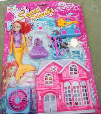 Picture of Doll House Furniture set for kids. Baby girl's dolls Furniture game.