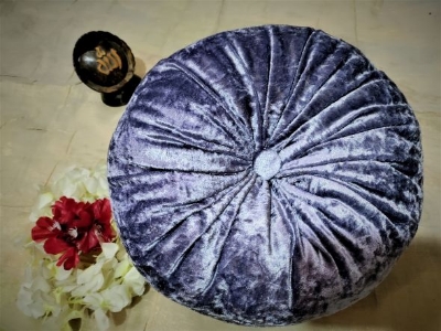 Picture of Fashion Round Cushion Velvet Fabric Soft Throw Pillow Pleated Wheel Pumpkin Seat Cushion Sofa Car Bed Chair Floor Cushions