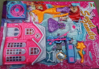 Picture of Doll House Furniture set for kids. Baby girl's dolls Furniture game.