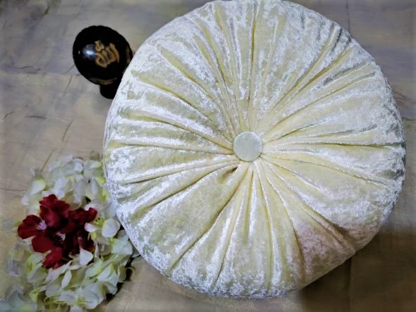 Picture of Round Cushion Velvet Fabric, desiner cushon Soft Pillow Pleated Wheel Pumpkin Seat Cushion Sofa Car Bed Chair Floor luxurious Cushions .