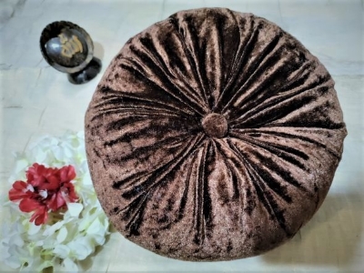 Picture of Round Cushion Velvet Fabric, desiner cushon Soft Pillow Pleated Wheel Pumpkin Seat Cushion Sofa Car Bed Chair Floor luxurious Cushions .