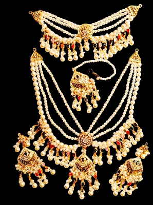 Picture of Traditional Wedding/Party Bridal Choker Necklace Earrings And Tikli Jewellery Set - Necklace - Necklace For Girls
