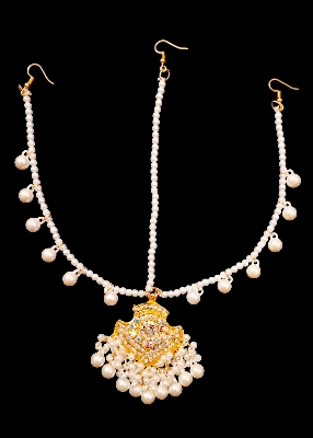 Picture of Kundan Pearl Tikli for Women Traditional Indian Hair Accessory