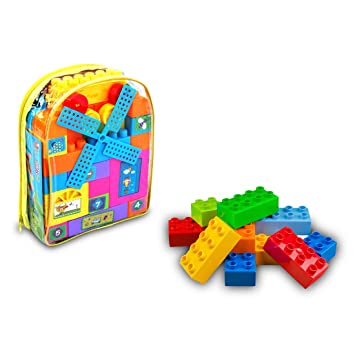 Picture of Building Blocks for Kids 58 Pcs with Bag, Best Gift Toy, Block Game for Kids,Boys,Children Multicolor (58 Pieces